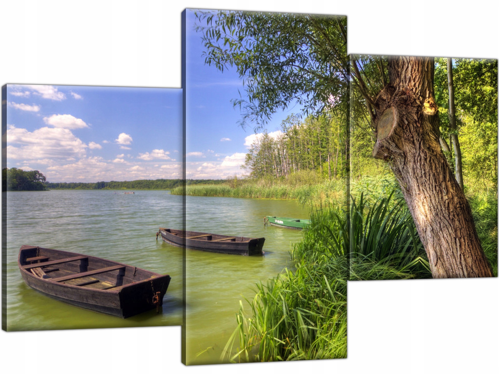 

Jezioro Łódki Pejzaż 90x60 Tryptyk Obraz Natura