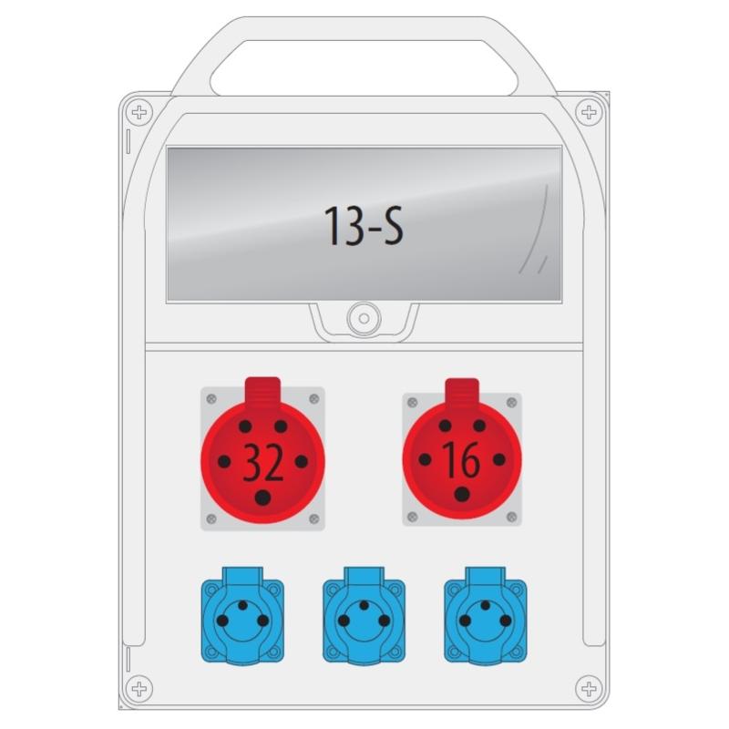 Rozvaděč R-box 380BR 13S 1X32A 1x16A 3X230V Pawbol 400 V IP44 63 A