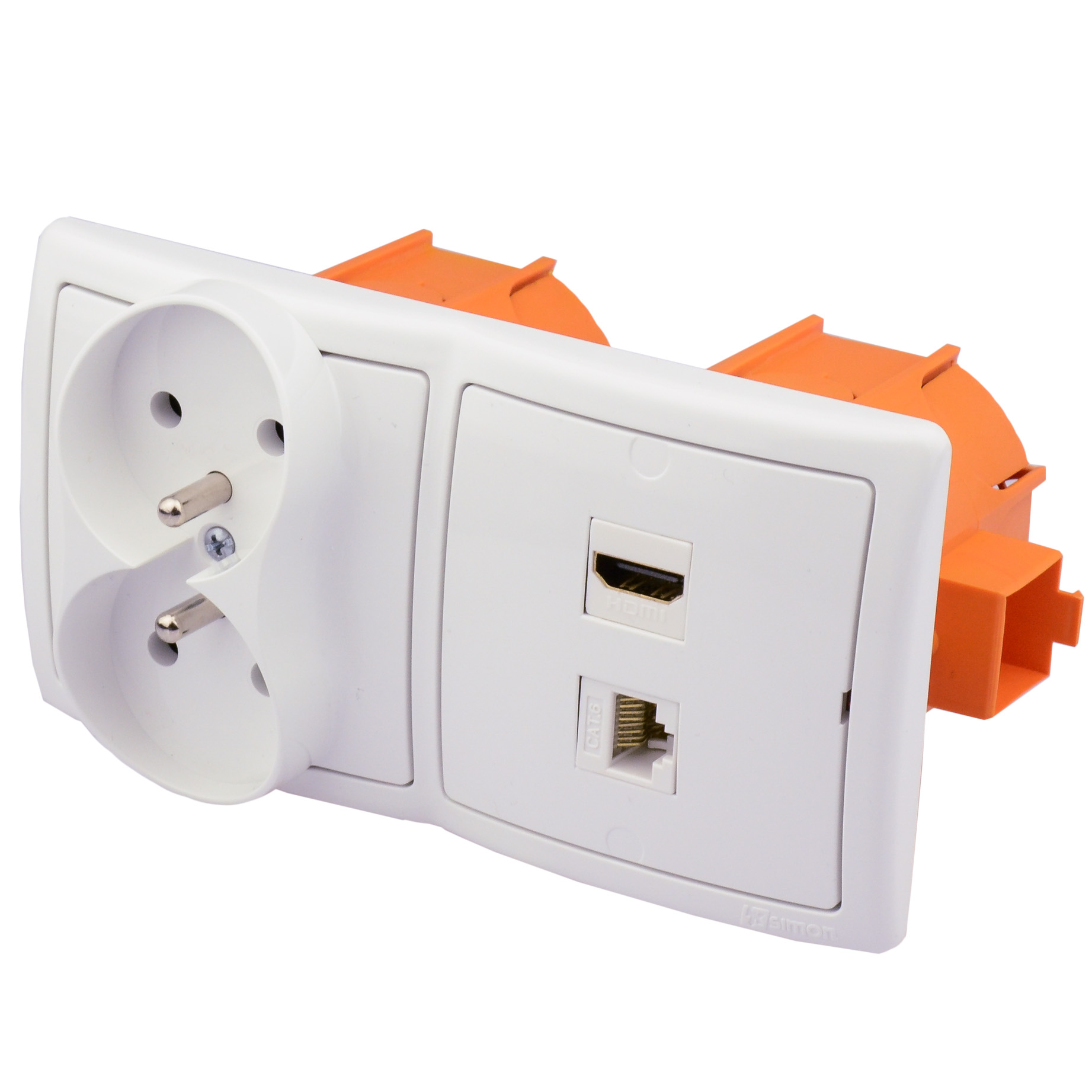 2× Gniazdo HDMI Kontakt Simon 230V RJ451/HDMI białe