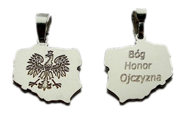 

Zawieszka kontur Polski orzeł Bóg Honor Srebro