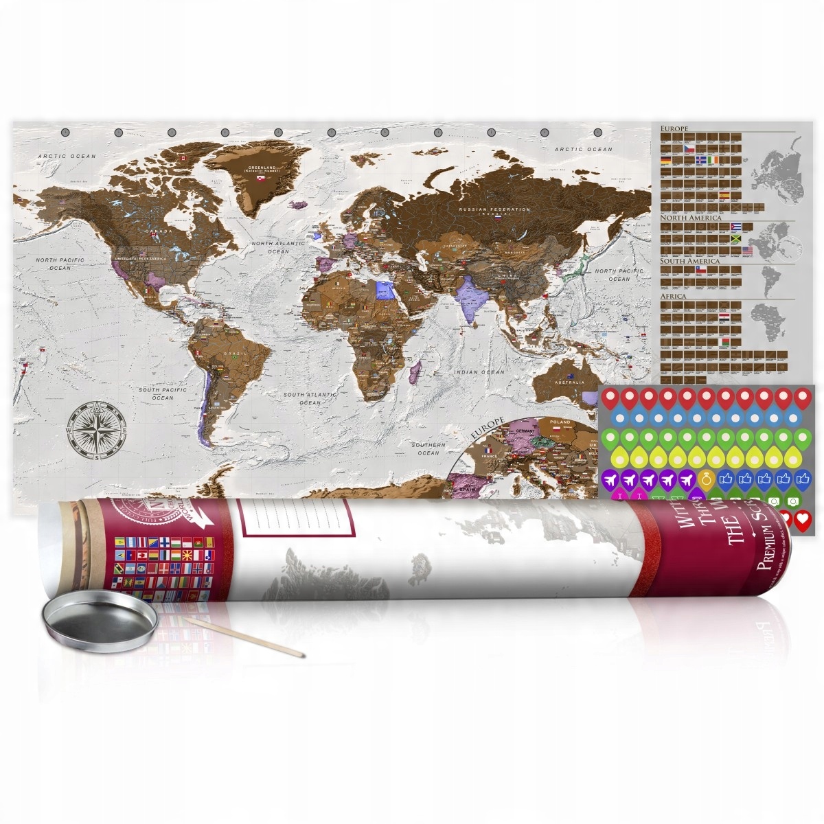 

Mapa zdrapka - Szara mapa - plakat - 100X50