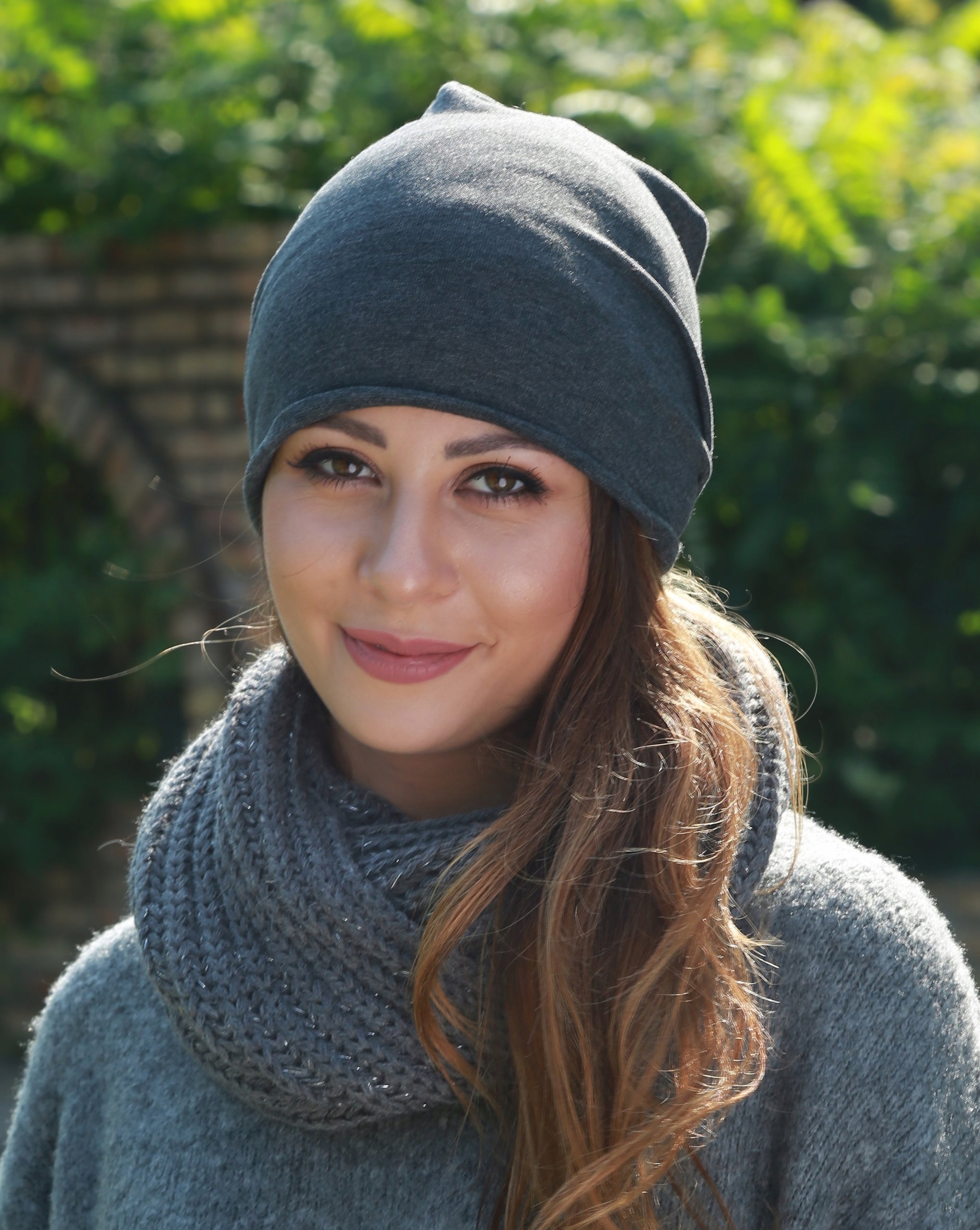 Modna cienka CZAPKA BEANIE Smerfetka Kolory Kolor szary