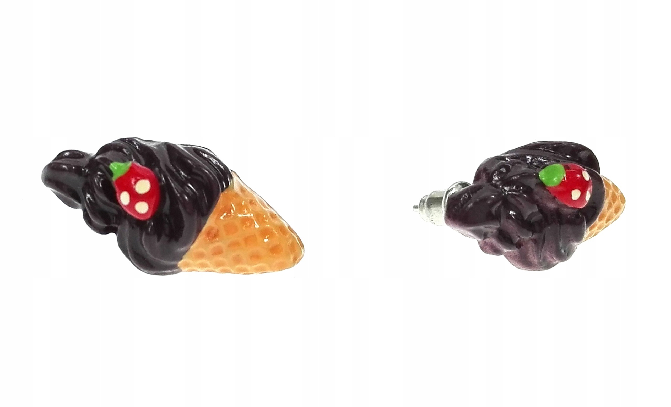 

K199-2 Kolczyki Lody Czekoladowe Z Truskawką