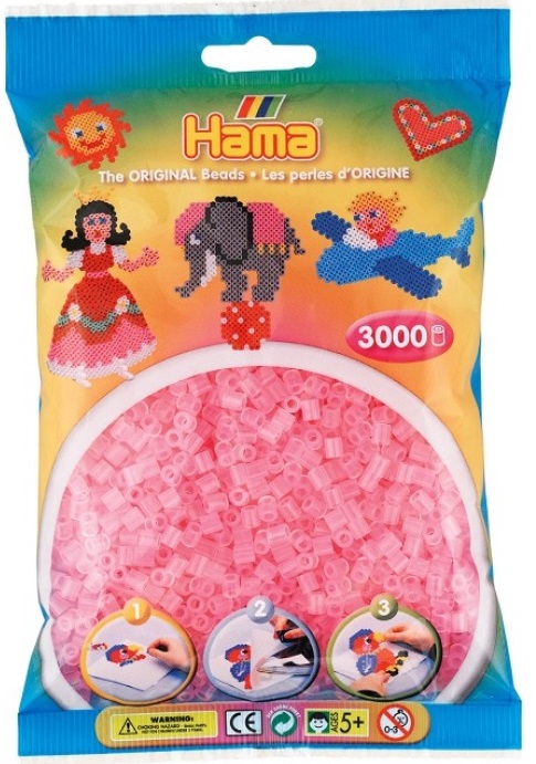 KORALIKI HAMA MIDI 3000 201-72 RÓŻOWE TRANSPARENT EAN (GTIN) 028178201722