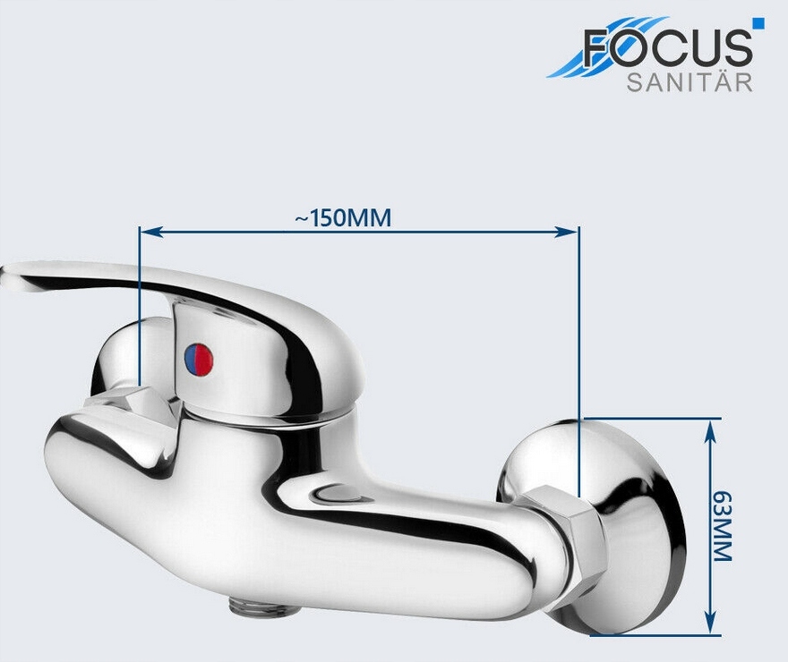 BATERIA PRYSZNICOWA NATRYSKOWA ŚCIENNA DO KABINY PRYSZNICOWEJ WANNOWA CHROM Kolor chrom