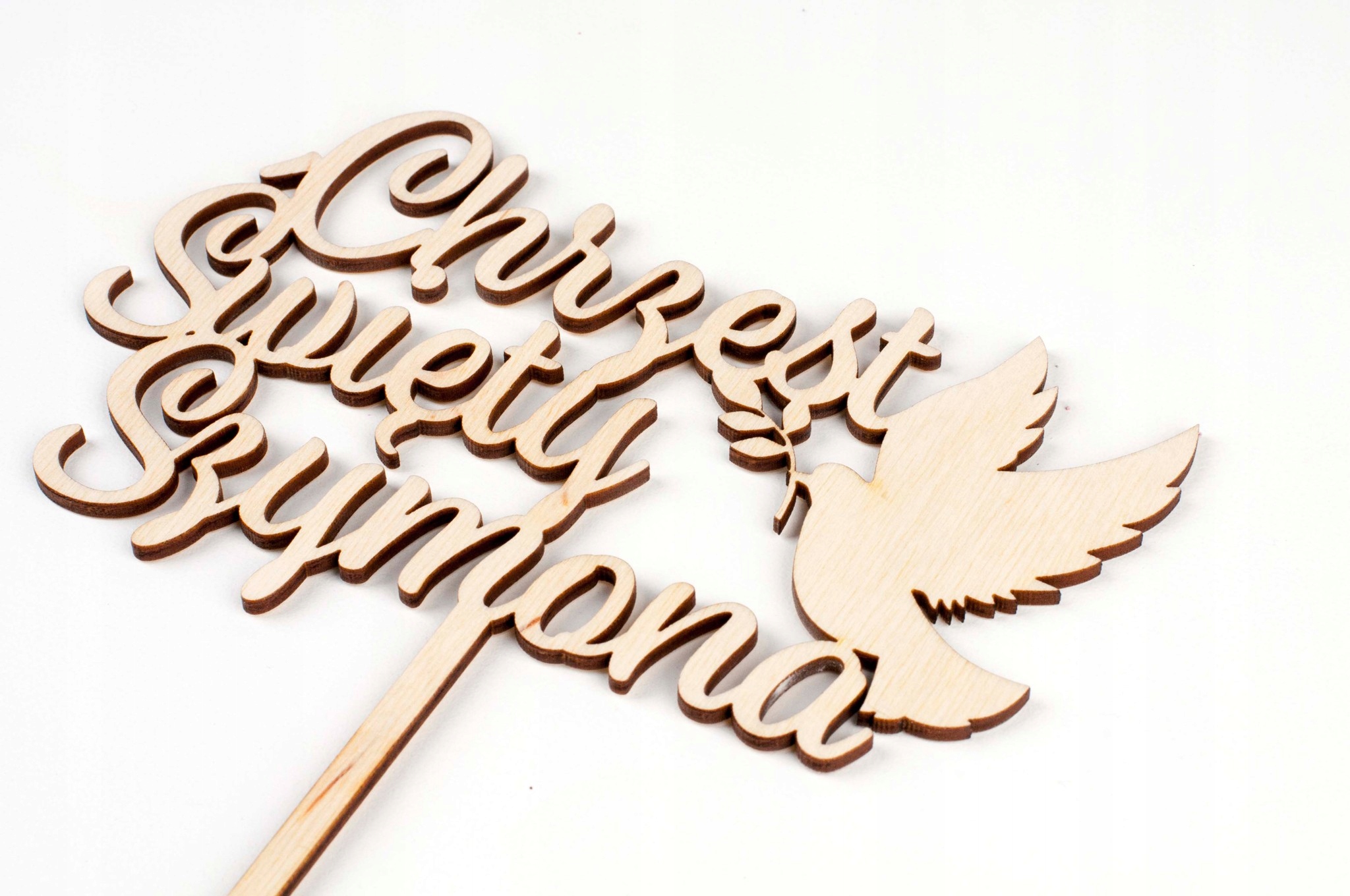 TOPPER NA TORT CHRZEST ŚWIĘTY NAPIS SREBRNE LUSTRO Marka Lovely Things