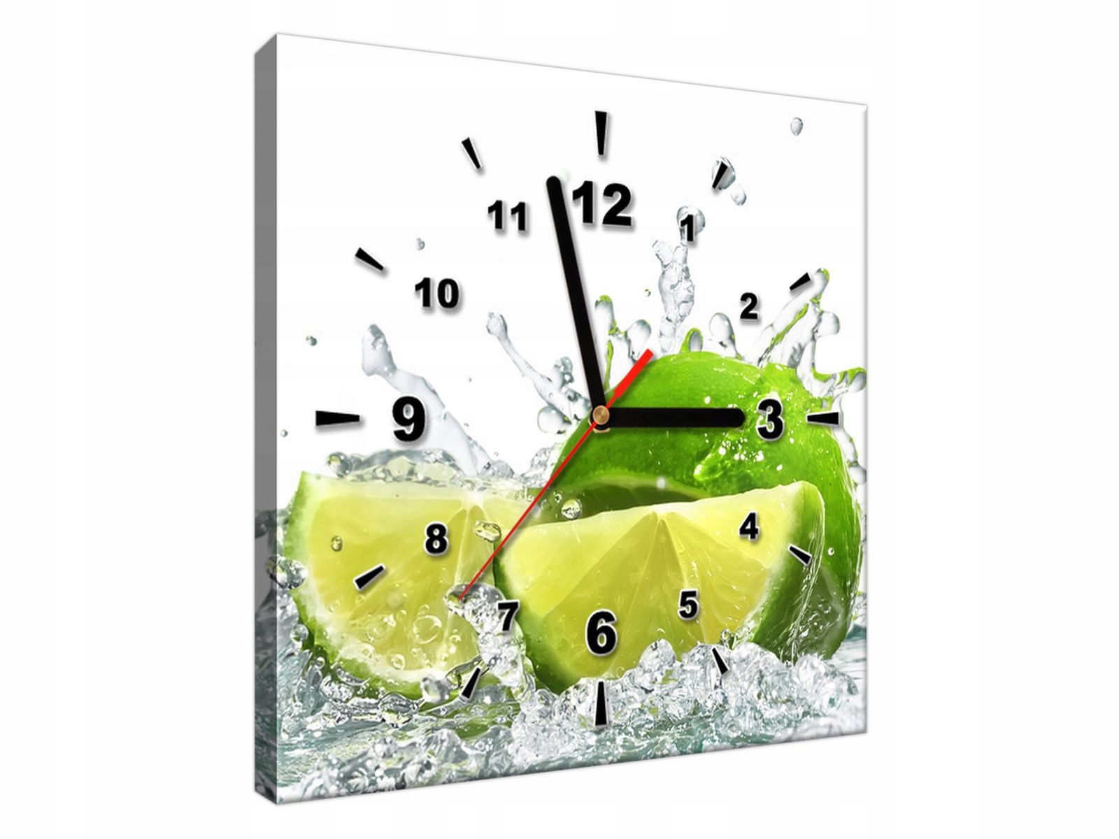 OBRAZ Z ZEGAREM 30x30cm SALON, KUCHNIA Limonka