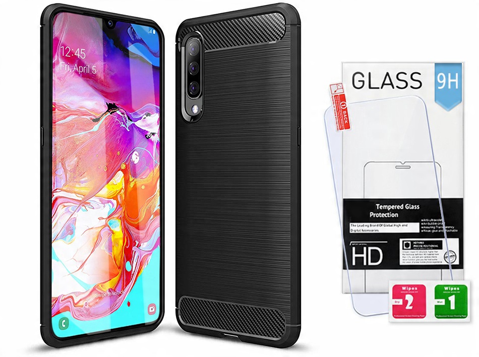 

Etui Pancerne Carbon Do Samsung Galaxy A70 Szkło