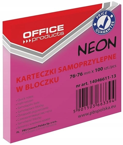

Karteczki samoprzylepne notes kostka bloczek neon