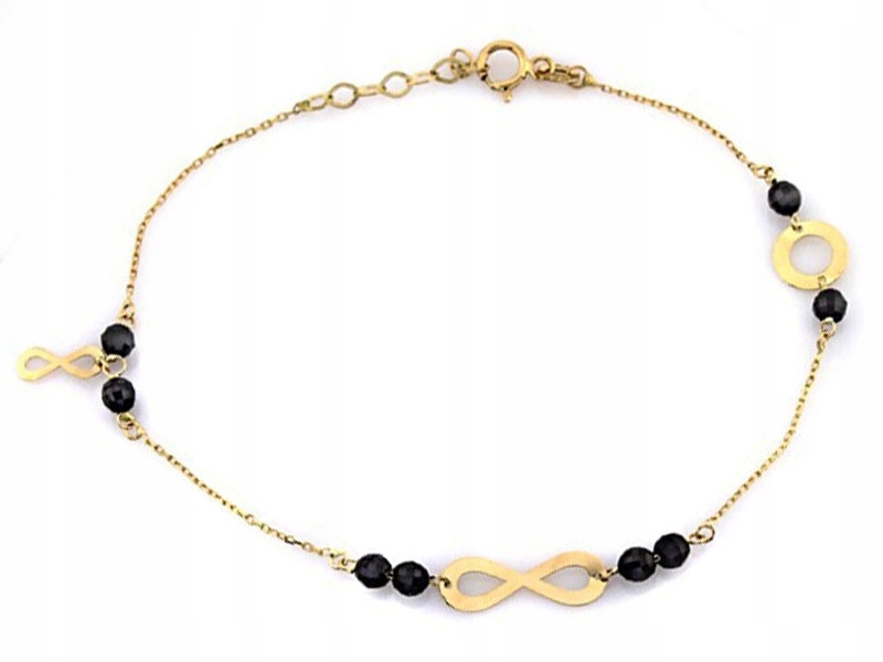 

Złota Bransoletka 585 Z Infinity Naturalny Onyks