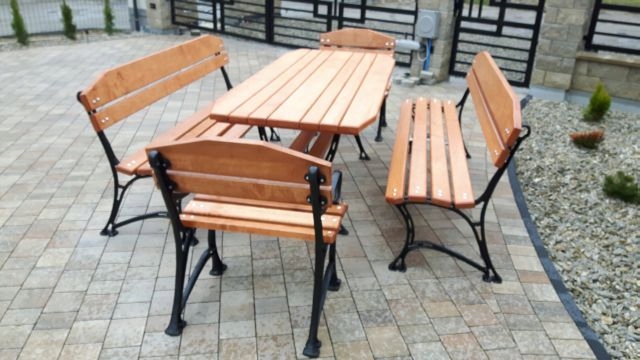 DREWNIANE MEBLE OGRODOWE STÓŁ + 4 ŁAWKI 180CM Z17 Rodzaj stół i krzesła