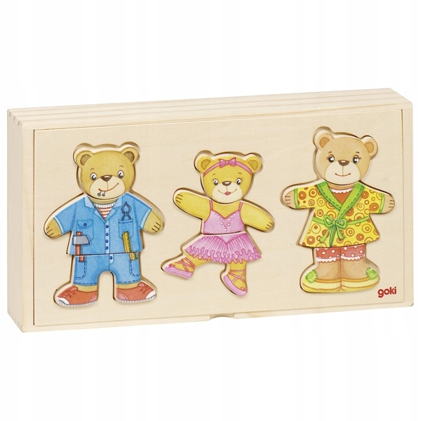 

Układanka drewniana Puzzle ubierz misie dla dzieci