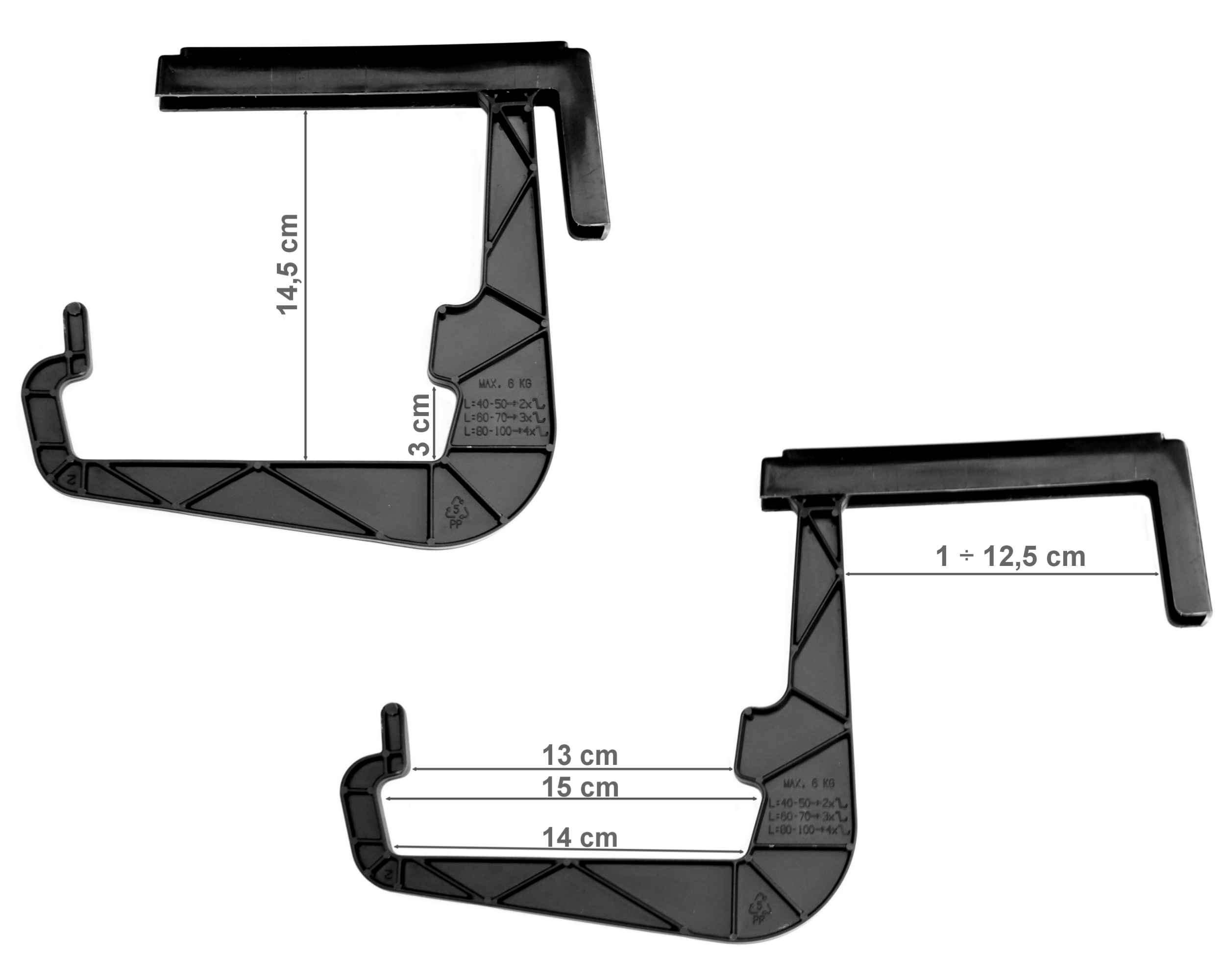 Uchwyt HANGPLAST balkonowy do doniczek | Antracyt — 12
