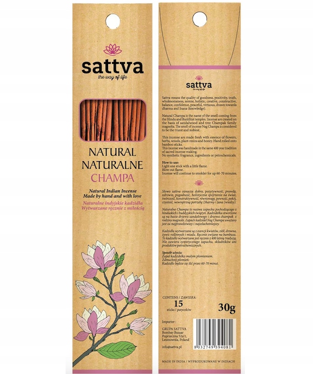 

Sattva Incense Naturalne Indyjskie Kadzidło Champa