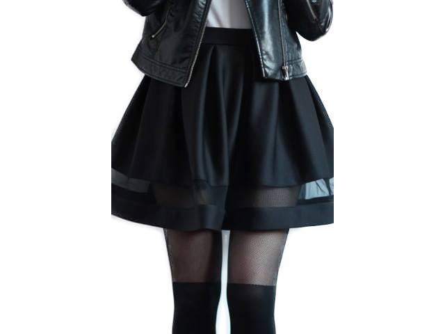 SPÓDNICZKA czarna ROZKLOSZOWANA z TIULEM XS Płeć kobieta