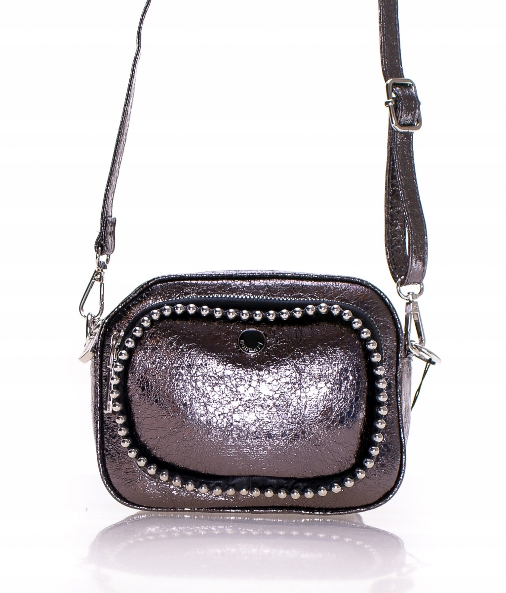 

Metaliczna Listonoszka Torebka Srebrna Monnari