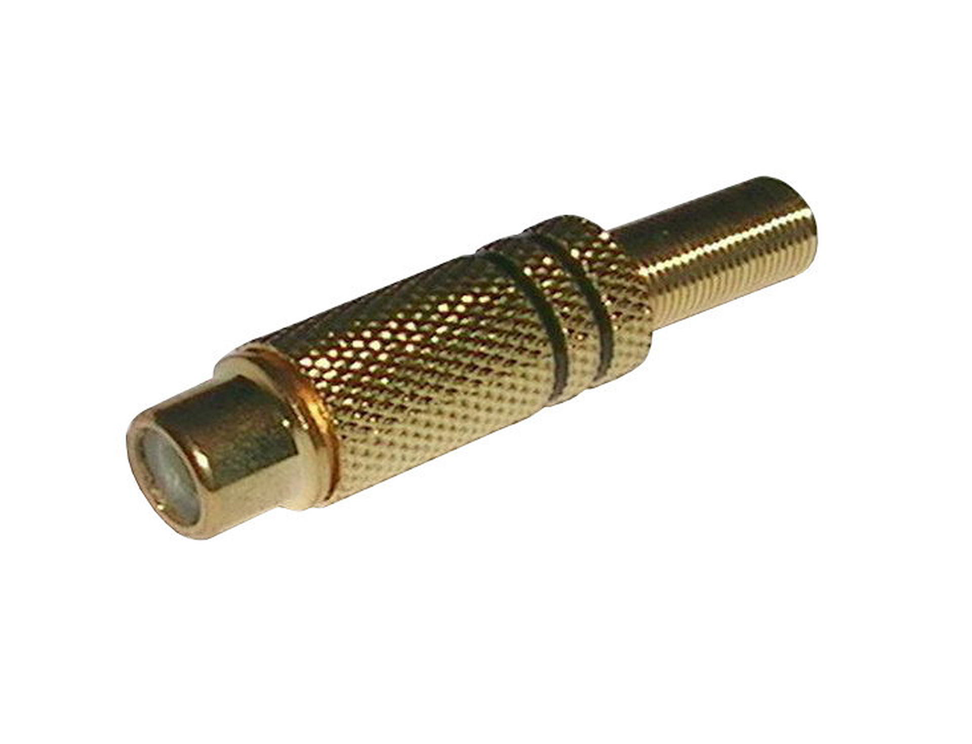 

Wtyk Rca żeński z odgiętką 5mm złoty