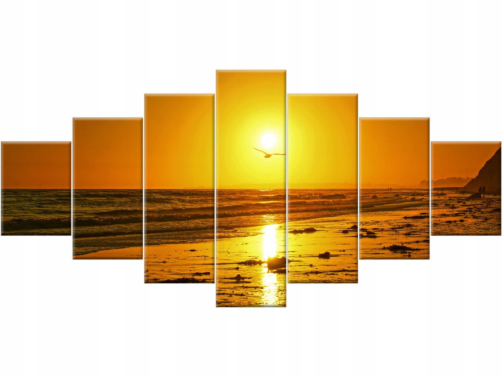 

Zachód Słońca Morze Plaża Obraz 210x100 Tryptyk