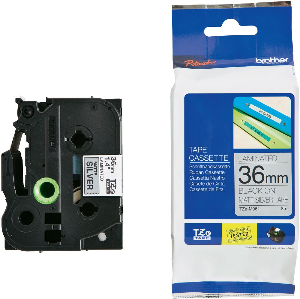 Páska Brother TZE-M961, 36mm, stříbrná matná/černá, laminovaná, délka 8m