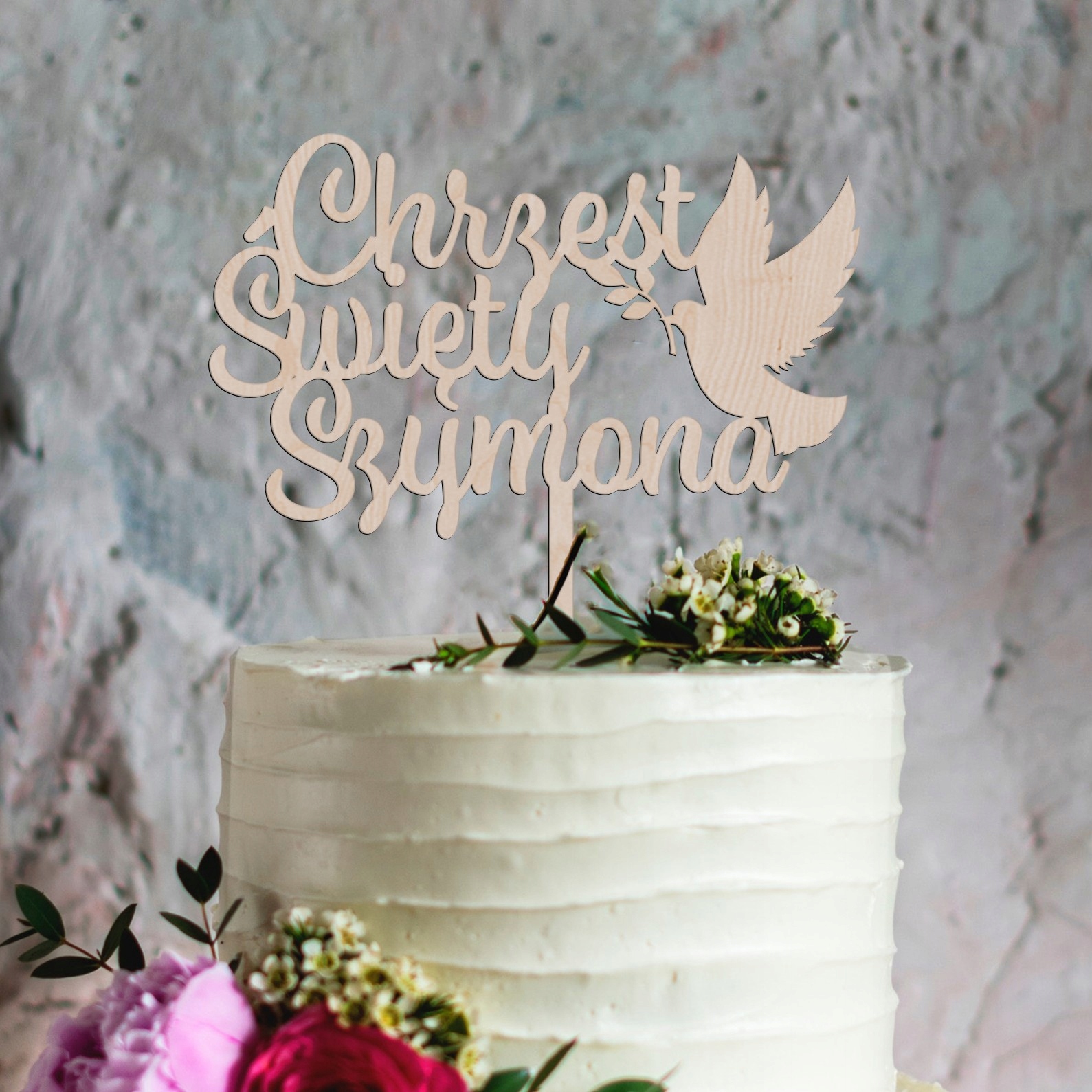 TOPPER NA TORT CHRZEST ŚWIĘTY NAPIS ZŁOTE LUSTRO Marka Lovely Things