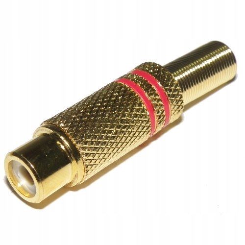 

5szt Rca gniazdo na kabel gold czerwone paski