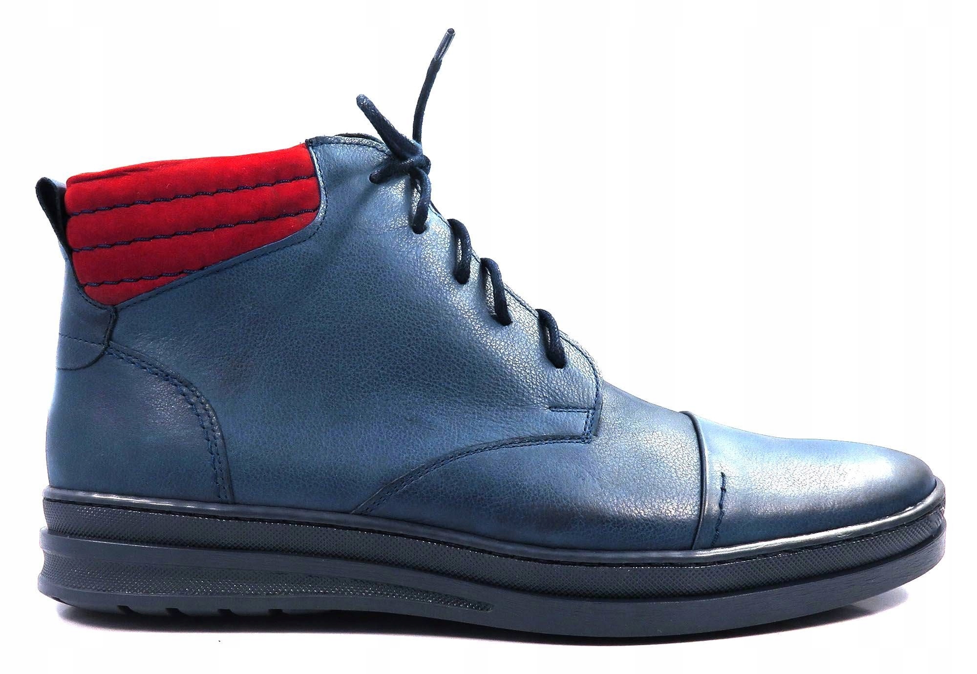 Granatowo-czerwone buty męskie za kostkę T66 41