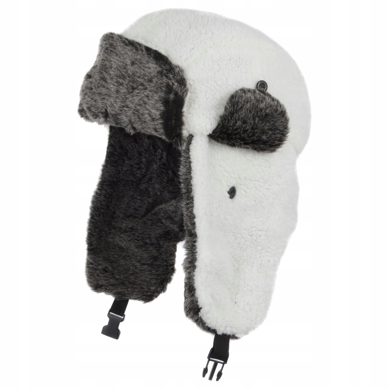 

W191A Czapka zimowa uszatka z polaru Biała