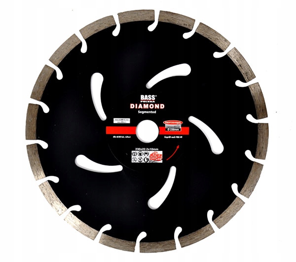 

Tarcza diamentowa do betonu 230mm 10mm Bass Polska