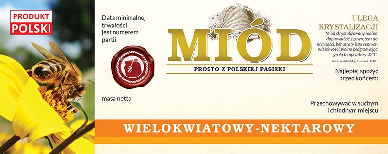 

Etykiety na Miód Wielokwiatowy (100szt) -wzór E160