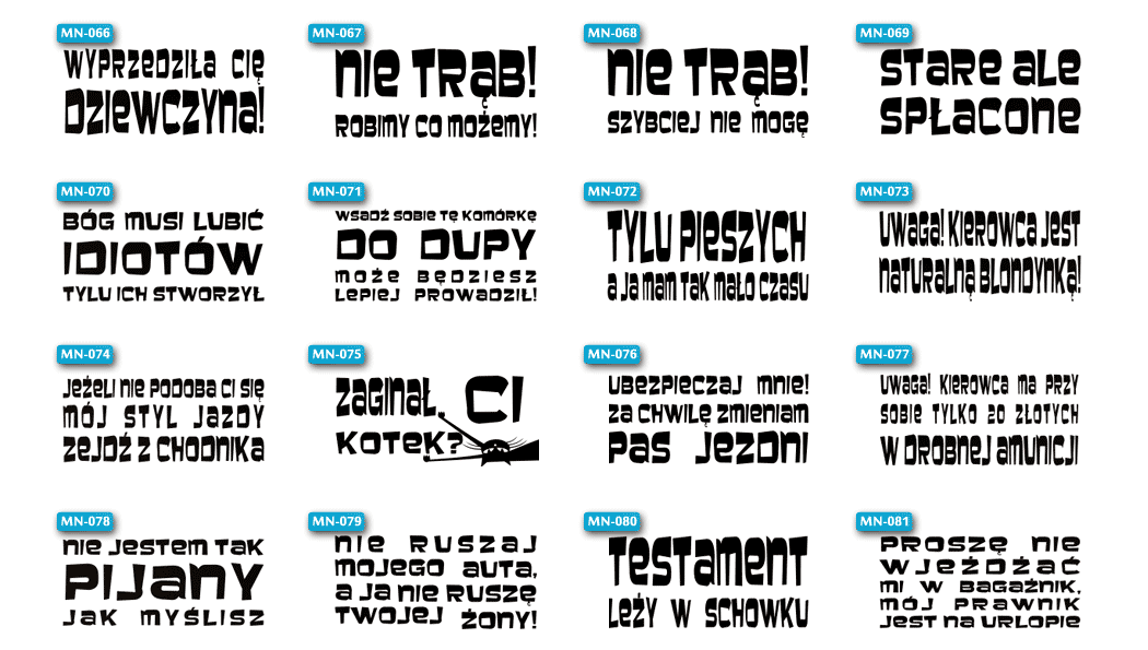 ŚMIESZNE NAPISY NA SAMOCHÓD NAKLEJKA NAKLEJKI 15CM