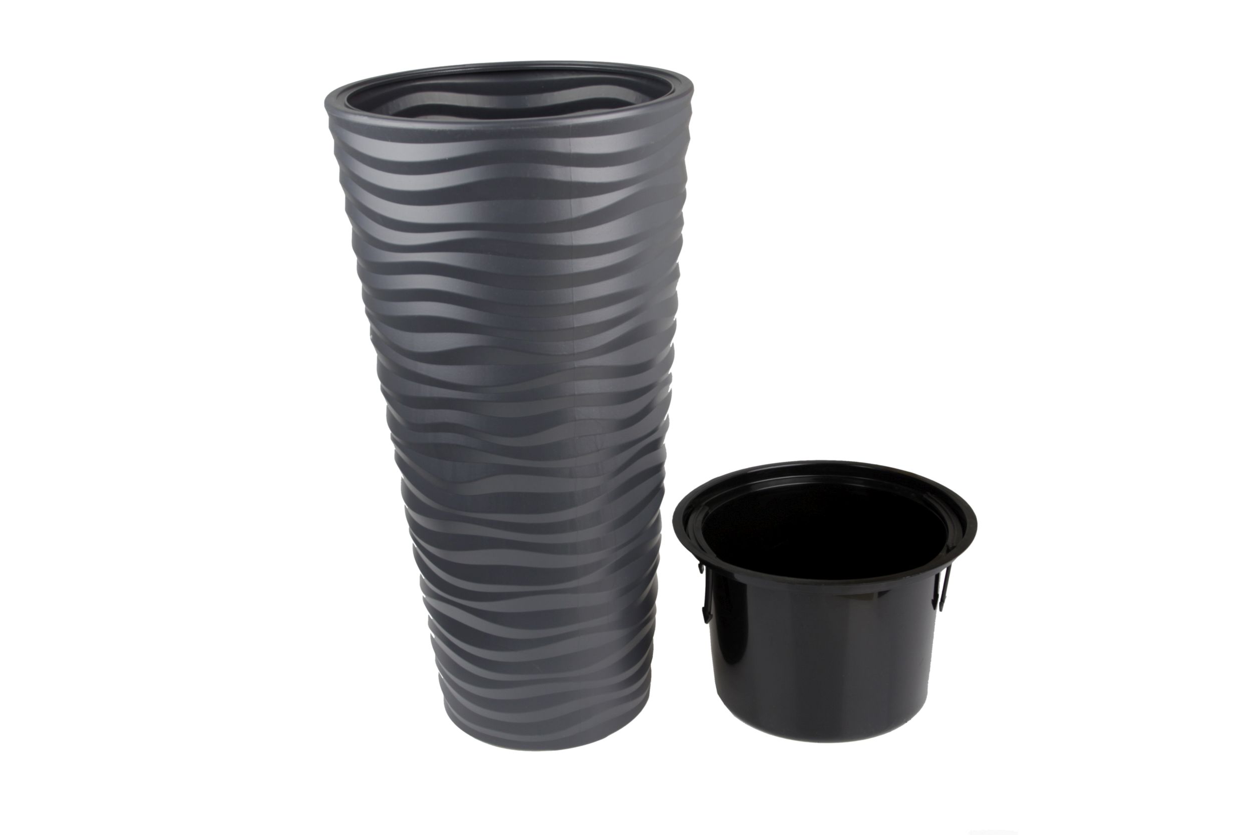 Doniczka okrągła Sahara Dunes Slim 30 | Antracyt — 17