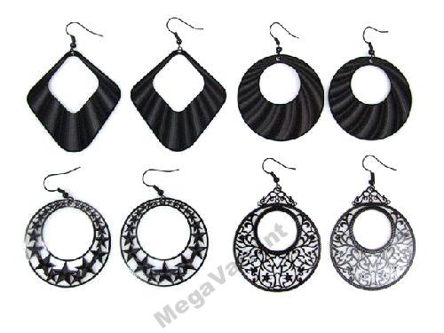 Duże Długie Srebrne Kolczyki Koła Romby Wiszace-Zdjęcie-0