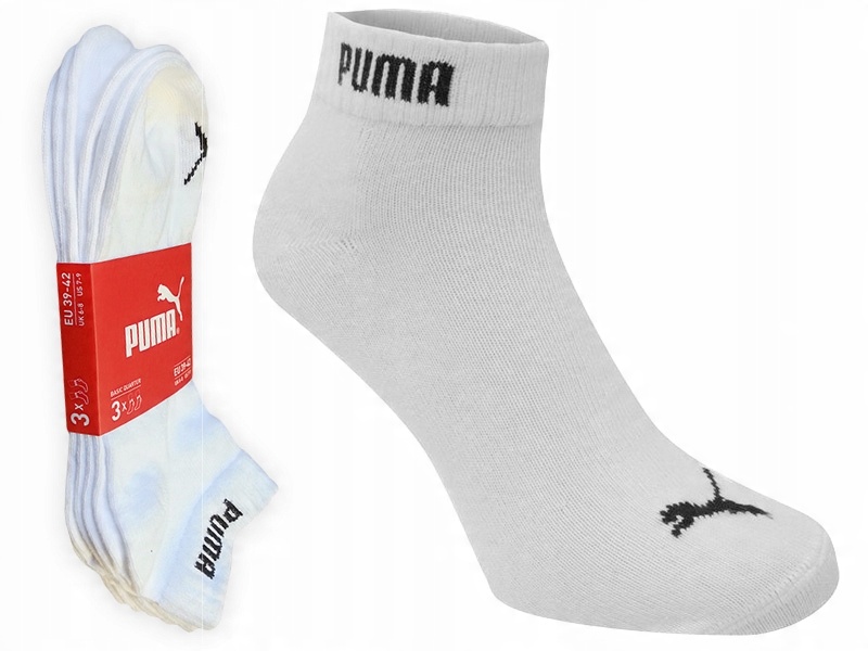 

Skarpety Zakostki Puma , 3 Pary , Białe , 43-46