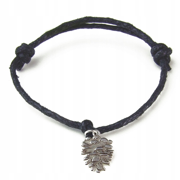 

Bransoletka z srebrną zawieszką na sznurku Szyszka