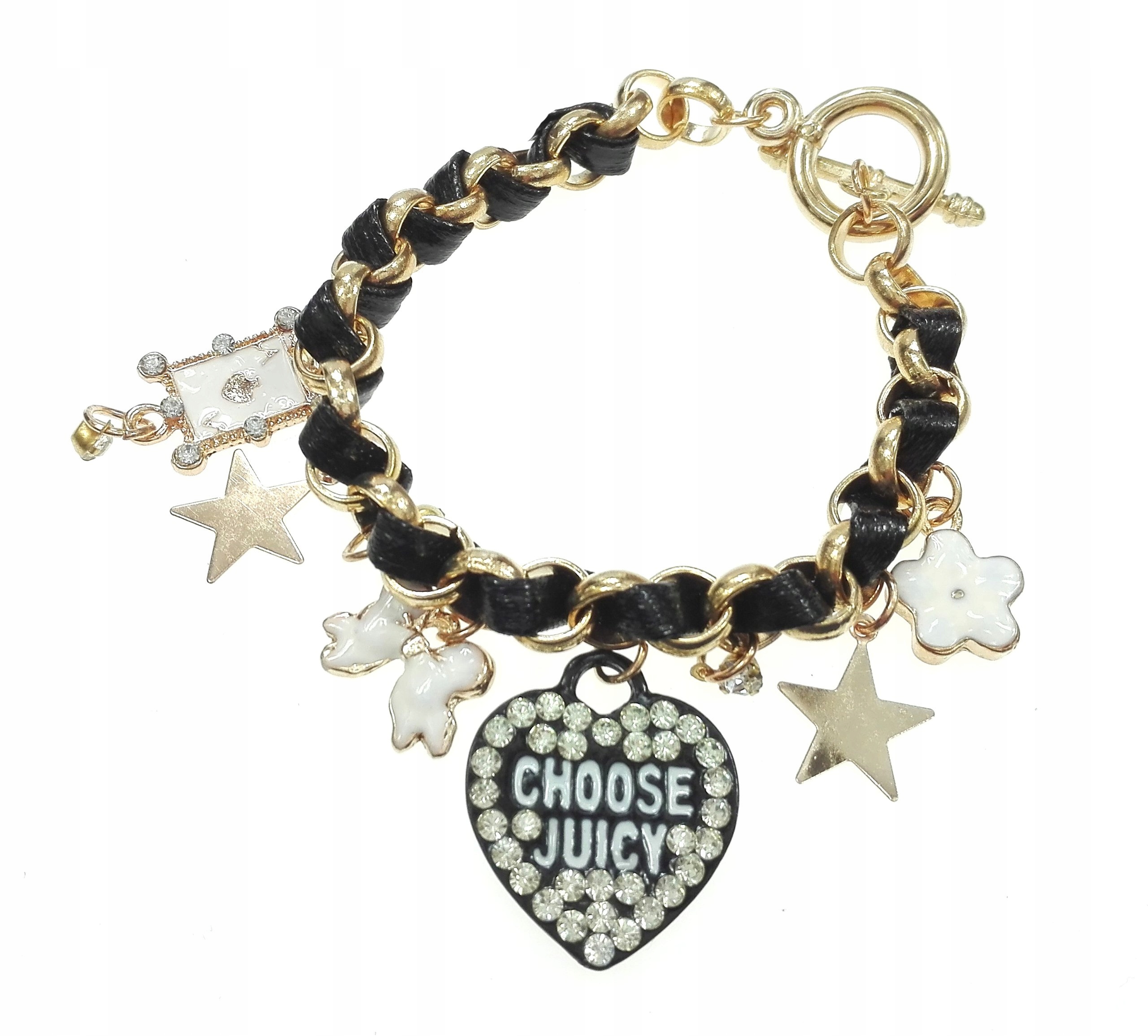 

Bransoletka złota charms serce charms rzemień