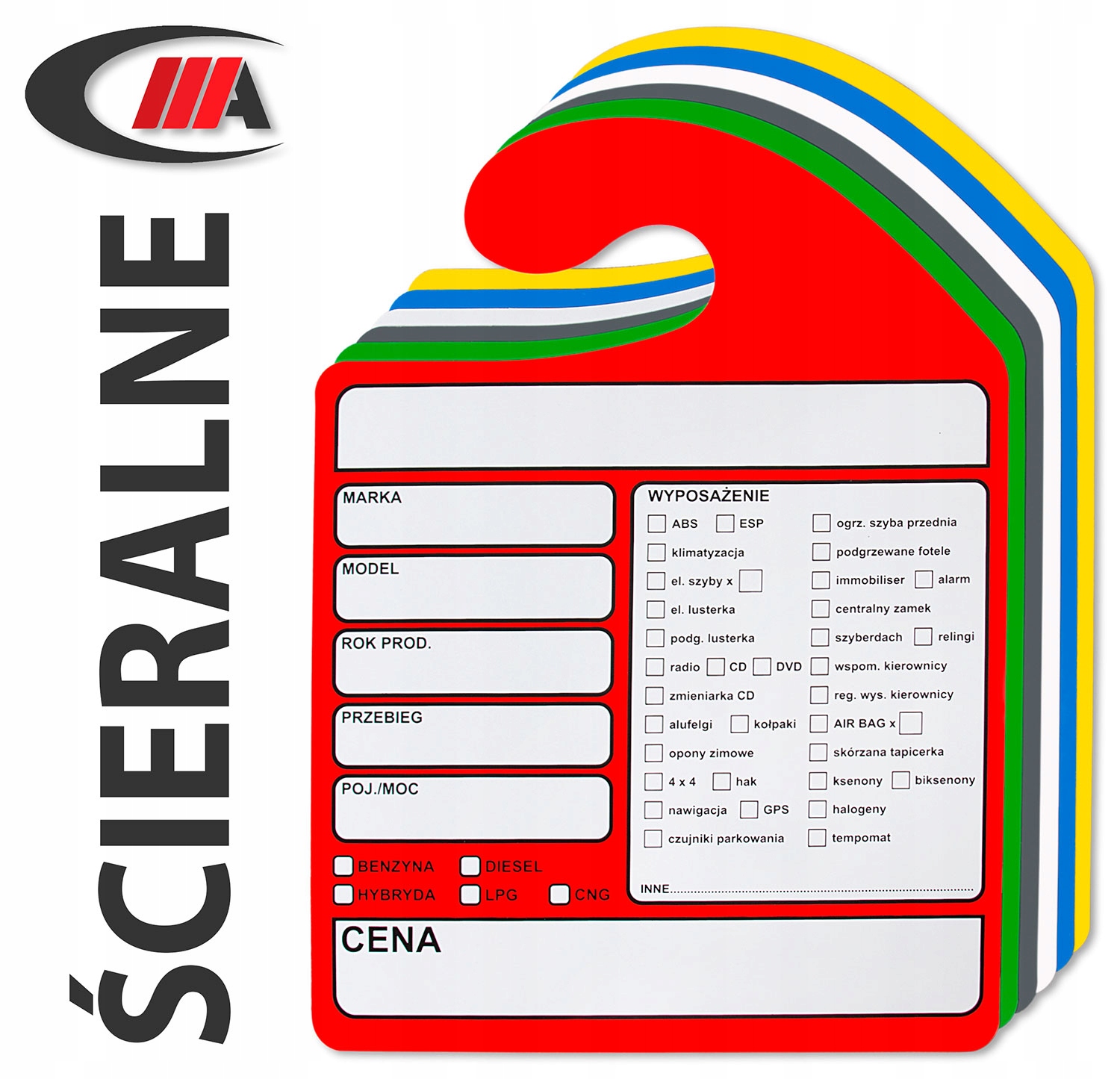 ZAWIESZKI komisowe ŚCIERALNE AUTO KOMIS kolory EAN (GTIN) 5906333750283