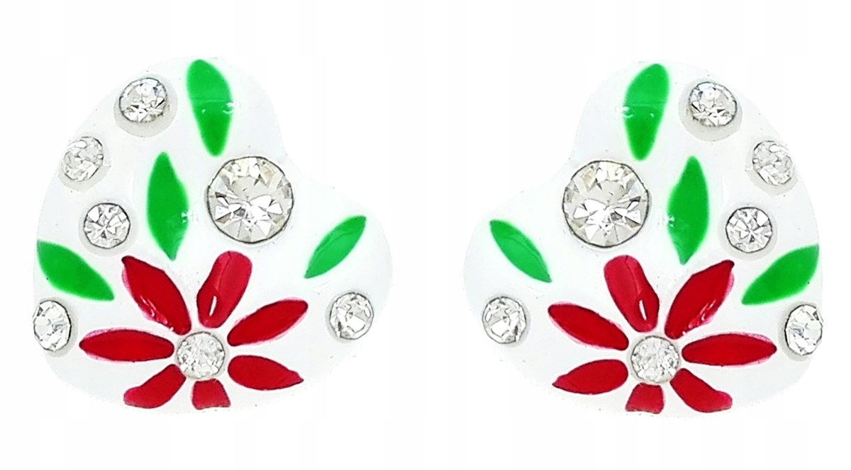 

Kolczyki serca serduszka kwiaty białe