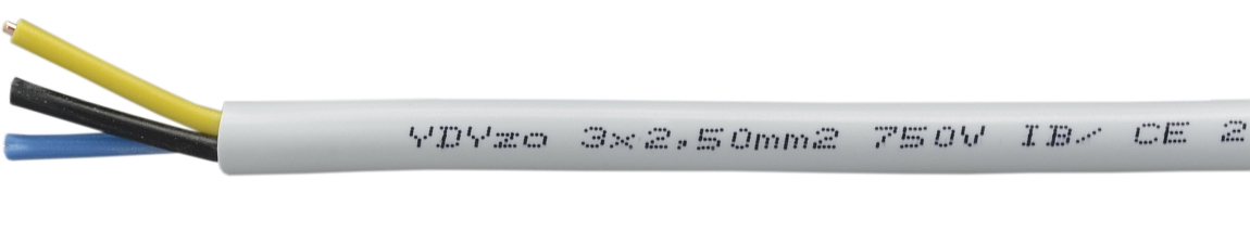 Kruhový Inštalačný Kábel Ydy 3x2,5 450/750V Elektrokabel 100 mb