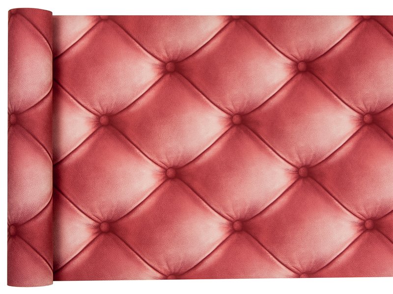Red buttoned faux leather 3e wallpaper for walls