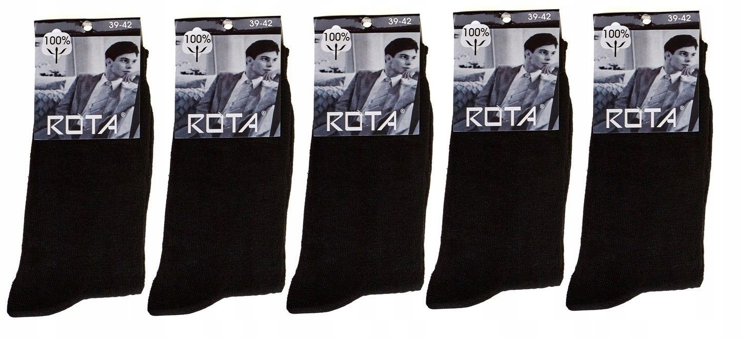 

5 Par Skarpety Skarpetki Męskie Rota Czerń 43-46