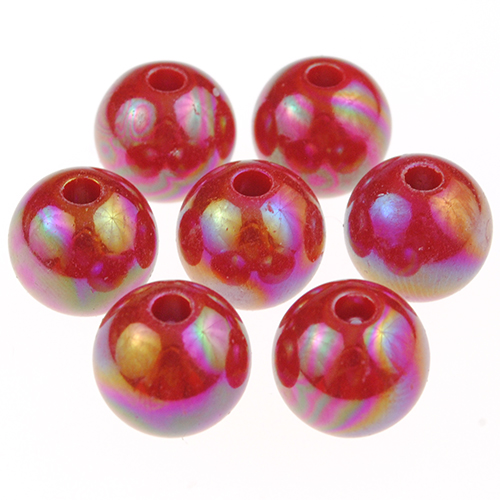 Koraliki Kulki 10mm Opalizujące Kule Czerwone 6szt