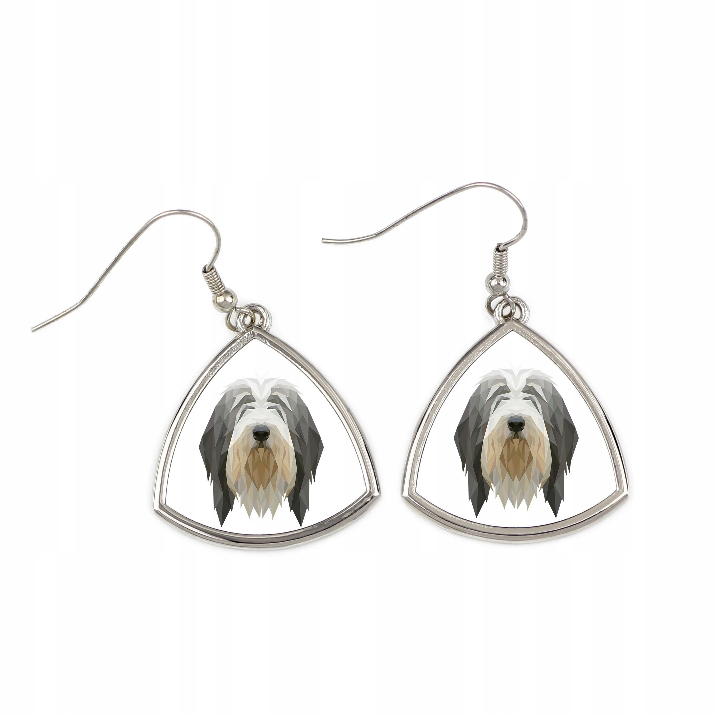 

Bearded Collie Kolczyki, pies geometryczny