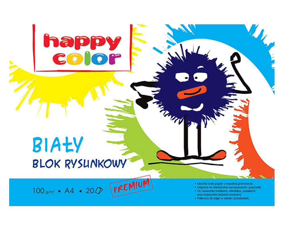

Blok Rysunkowy A4 Biały 100g Szkolny 20 Stron Ark