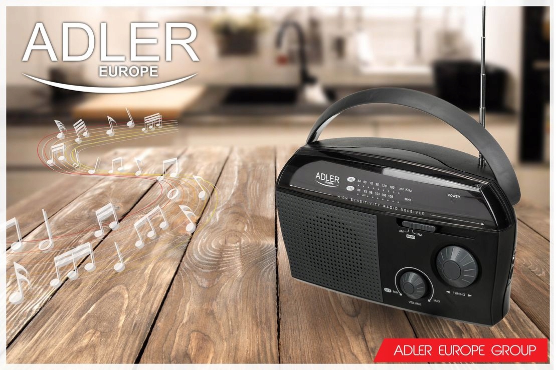 RADIO PRZENOŚNE SIECIOWE BATERIA ADLER 1119 ANTENA Funkcje kalendarz