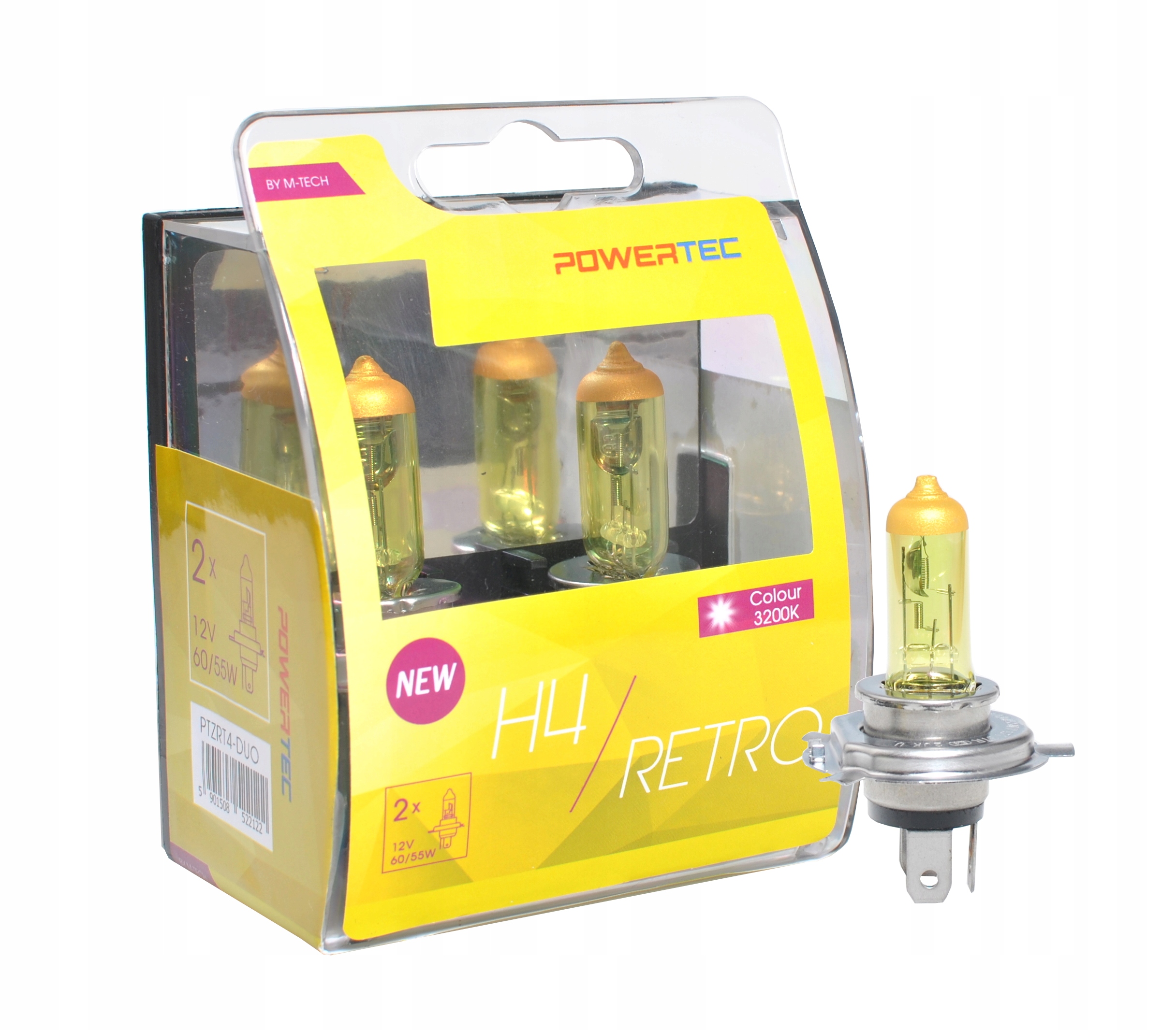

Żarówki Powertec Retro H4 12V Duo Zółte