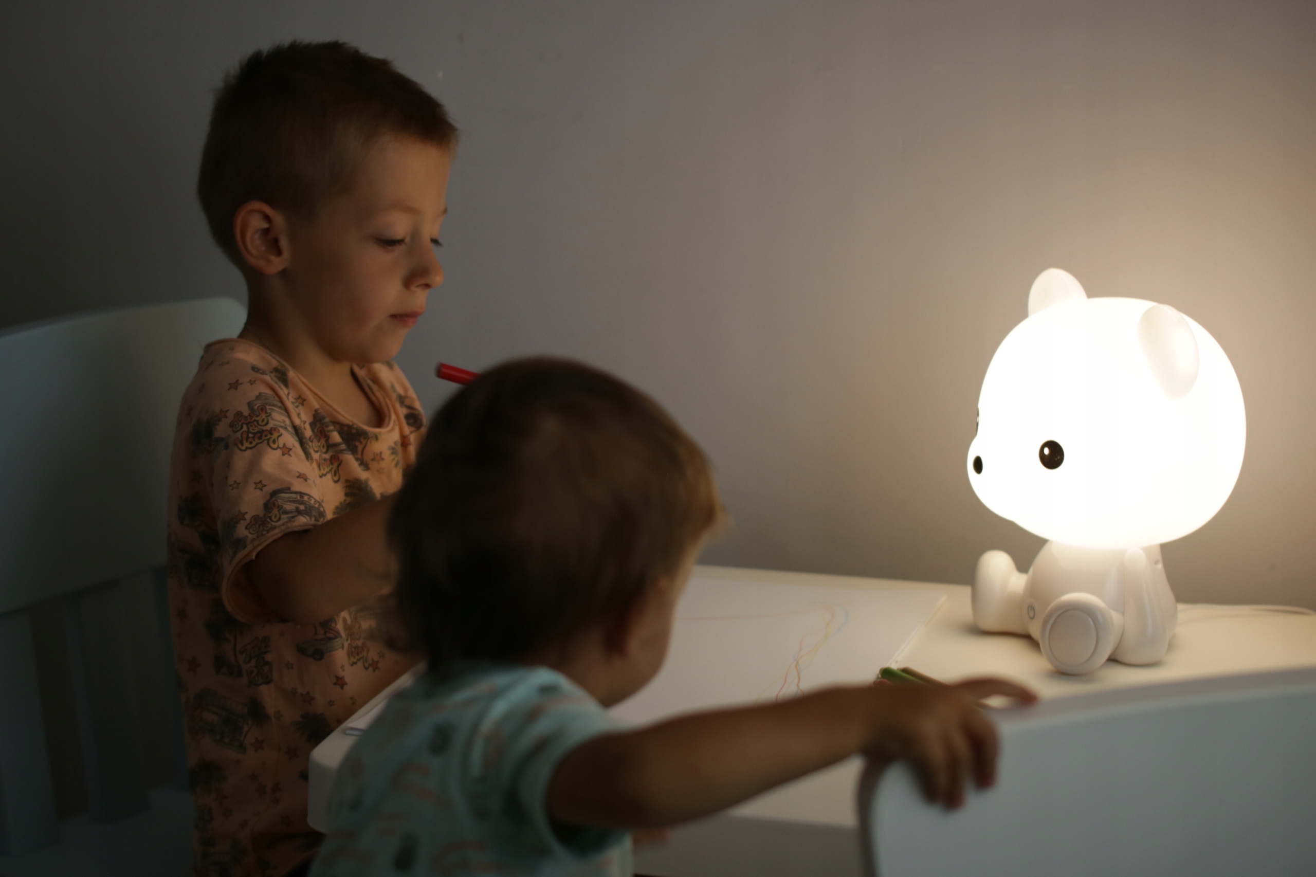 LAMPKA NOCNA dziecięca MIŚ biały LED BEZPIECZNA Płeć chłopcy