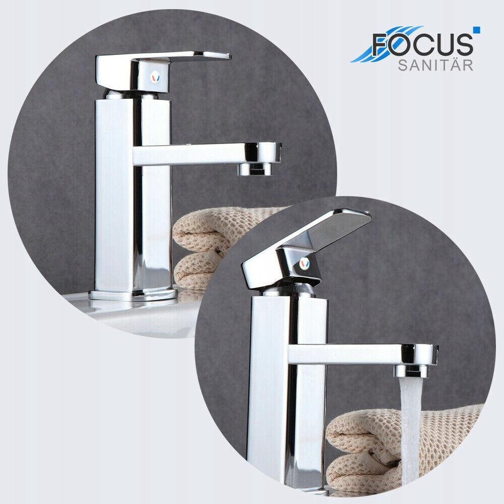 BATERIA UMYWALKOWA STOJĄCA KRAN ŁAZIENKOWA CHROM CUBIC NABLATOWA UMYWALKI Marka Focus Sanitar