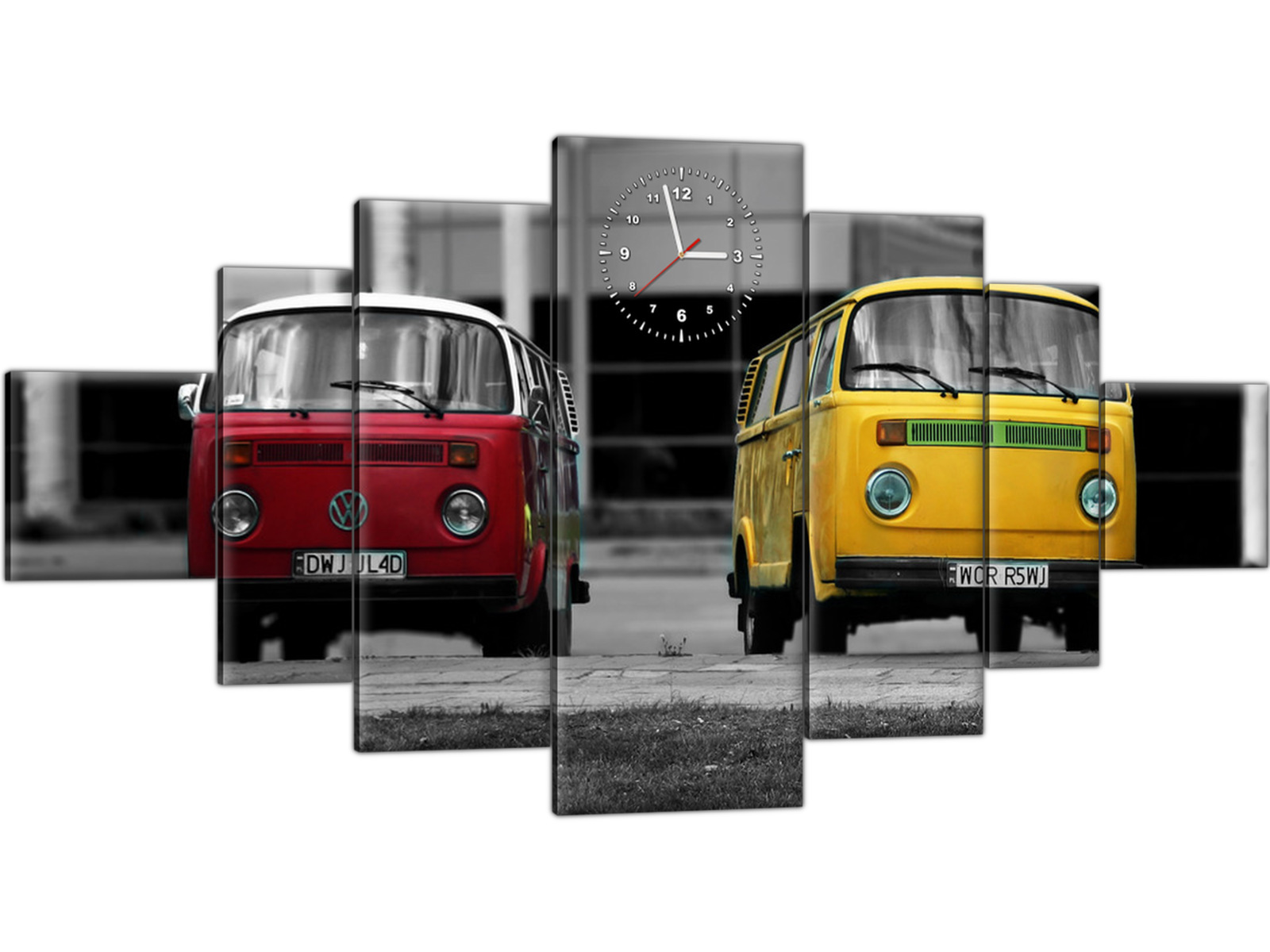 

Zegar ścienny 200x100 Miasto Samochody Retro Obraz
