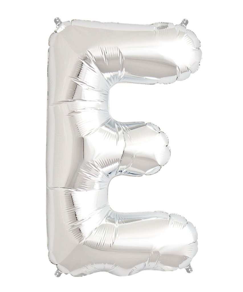 

Srebrny Balon Kształt Litery 40 CM Srebna Litera E