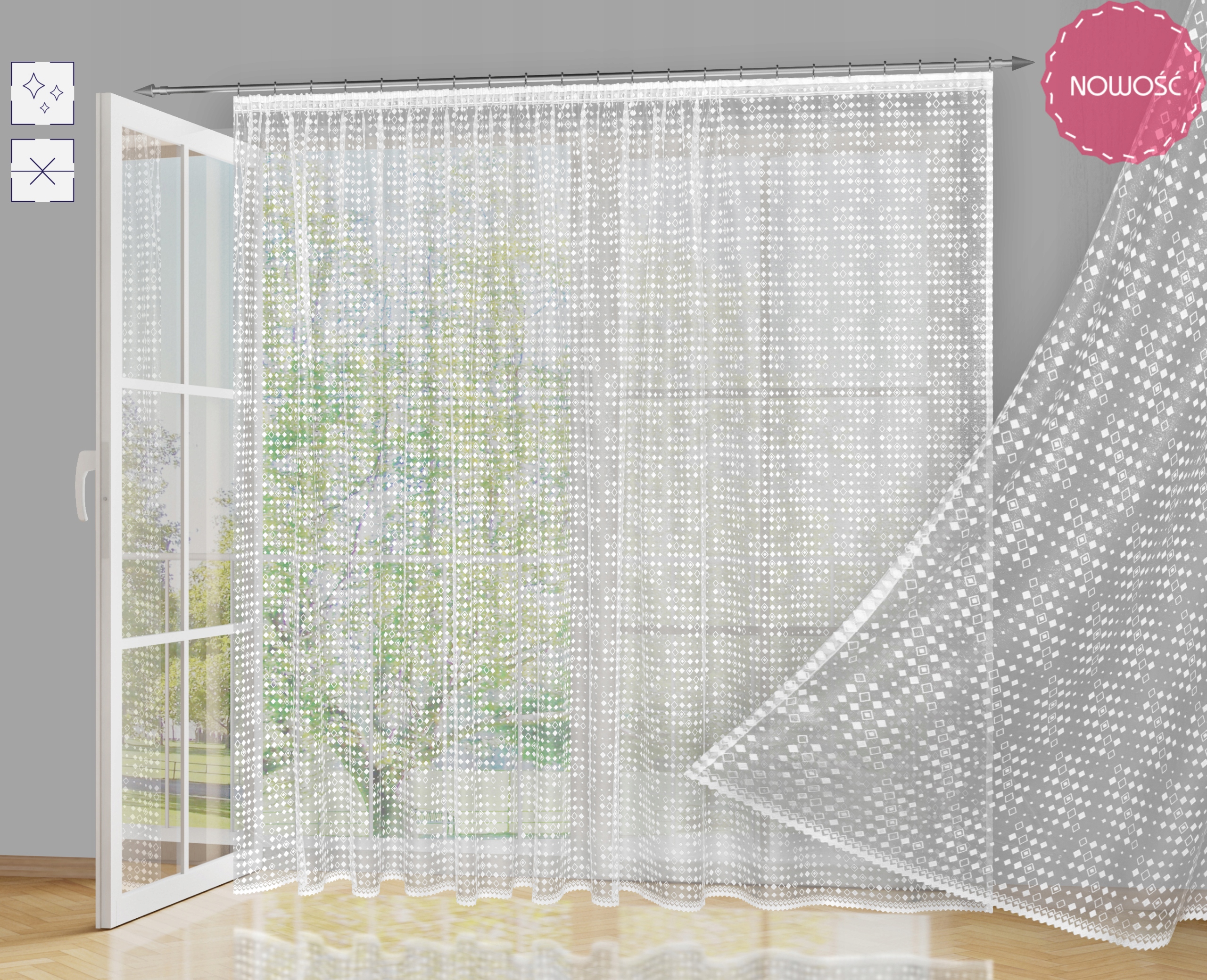 Firanka biała MARVEL JK 9339 180 FAKO